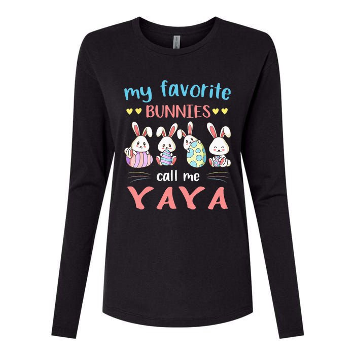 My Favorite Bunnies Call Me Yaya Bunny Eggs Hunting Womens Cotton Relaxed Long Sleeve T-Shirt