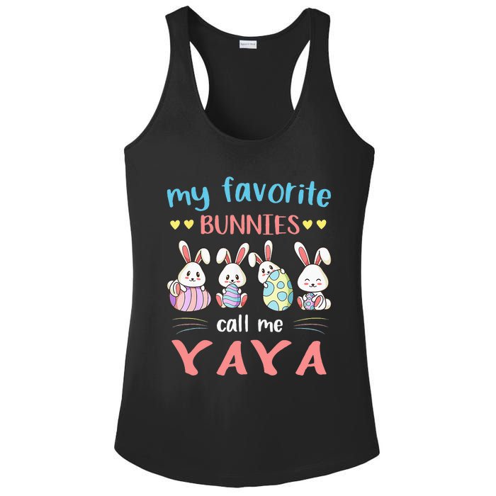 My Favorite Bunnies Call Me Yaya Bunny Eggs Hunting Ladies PosiCharge Competitor Racerback Tank