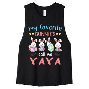 My Favorite Bunnies Call Me Yaya Bunny Eggs Hunting Women's Racerback Cropped Tank