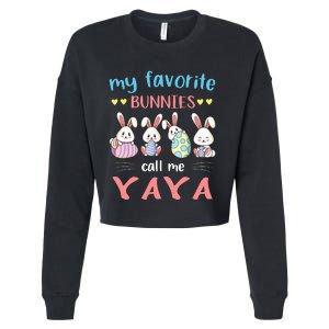 My Favorite Bunnies Call Me Yaya Bunny Eggs Hunting Cropped Pullover Crew