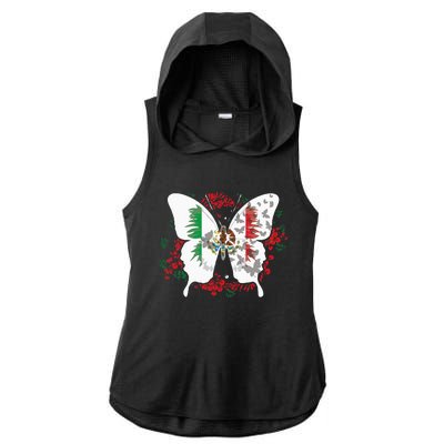 Mexican Flag Butterfly Mexicans Ladies PosiCharge Tri-Blend Wicking Draft Hoodie Tank