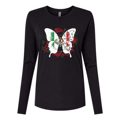 Mexican Flag Butterfly Mexicans Womens Cotton Relaxed Long Sleeve T-Shirt