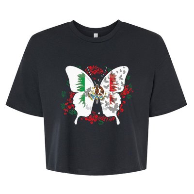 Mexican Flag Butterfly Mexicans Bella+Canvas Jersey Crop Tee