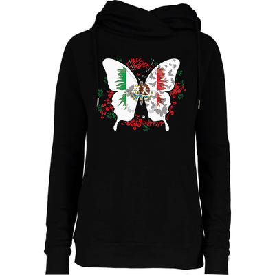 Mexican Flag Butterfly Mexicans Womens Funnel Neck Pullover Hood