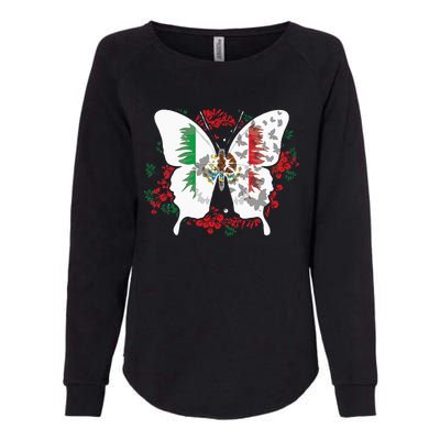 Mexican Flag Butterfly Mexicans Womens California Wash Sweatshirt