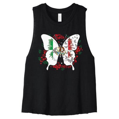 Mexican Flag Butterfly Mexicans Women's Racerback Cropped Tank