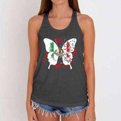 Mexican Flag Butterfly Mexicans Women's Knotted Racerback Tank