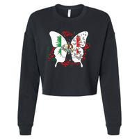 Mexican Flag Butterfly Mexicans Cropped Pullover Crew