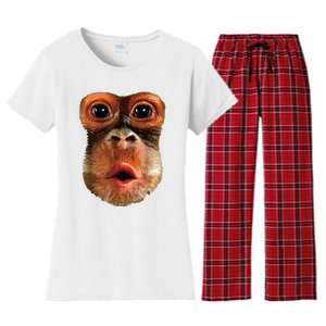 Monkey Face Breath Funny Women Monkey Face Breath Women's Flannel Pajama Set