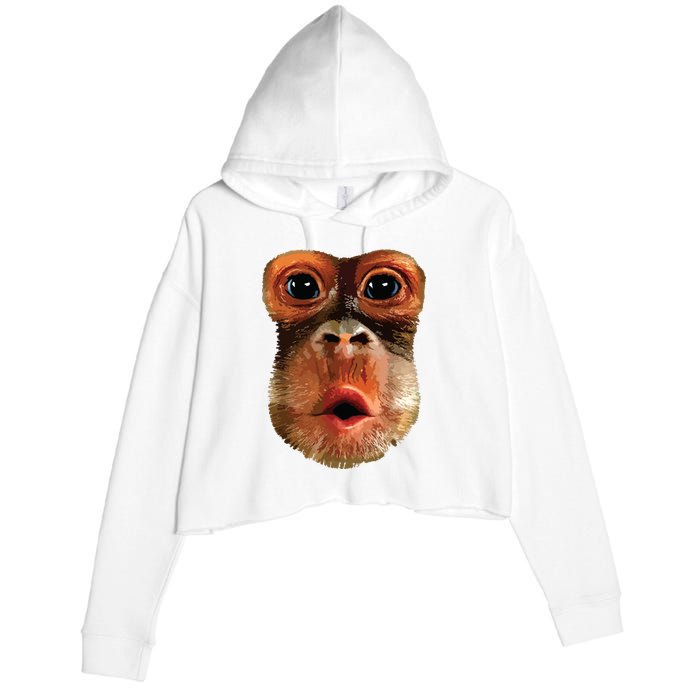 Monkey Face Breath Funny Women Monkey Face Breath Crop Fleece Hoodie