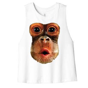 Monkey Face Breath Funny Women Monkey Face Breath Women's Racerback Cropped Tank