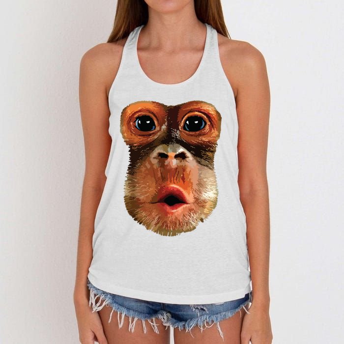 Monkey Face Breath Funny Women Monkey Face Breath Women's Knotted Racerback Tank