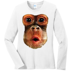 Monkey Face Breath Funny Women Monkey Face Breath Ladies Long Sleeve Shirt