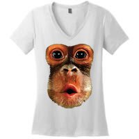 Monkey Face Breath Funny Women Monkey Face Breath Women's V-Neck T-Shirt