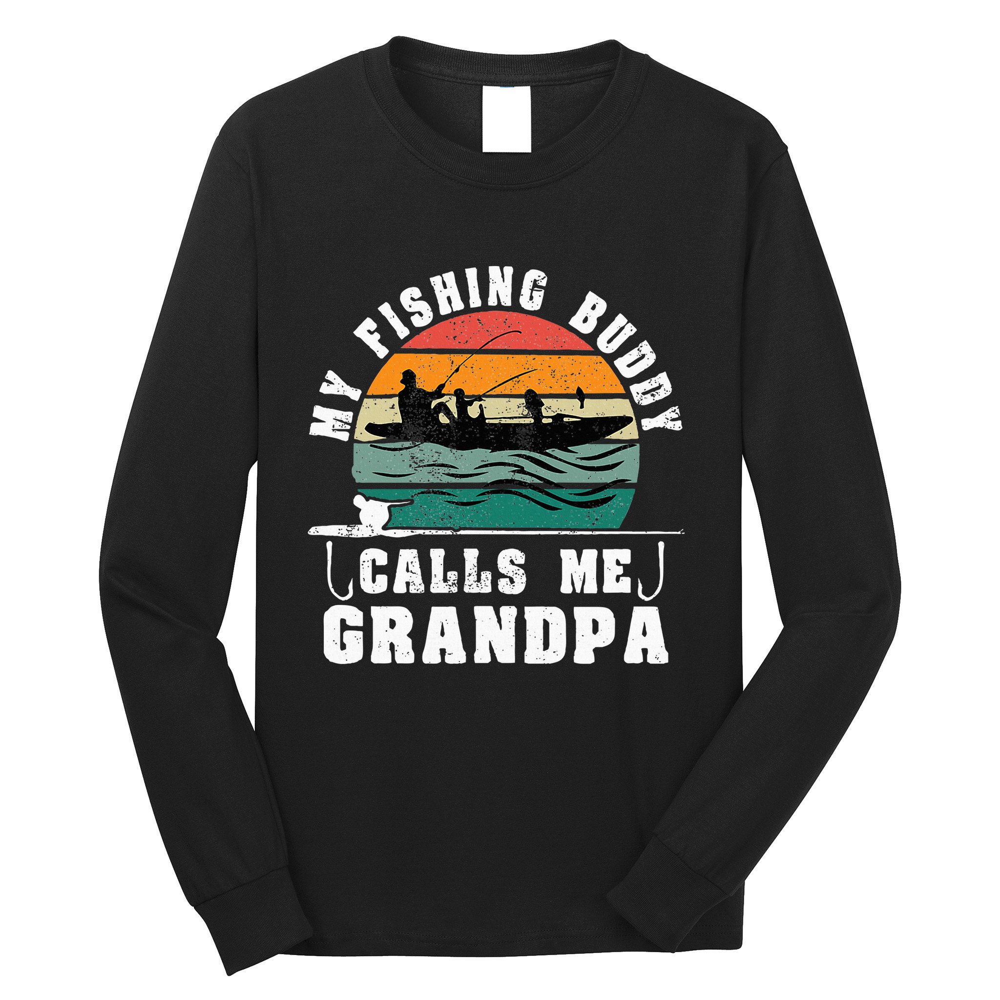 My Fishing Buddy Calls Me Grandpa Vintage Fishing Fisherman Long Sleeve Shirt