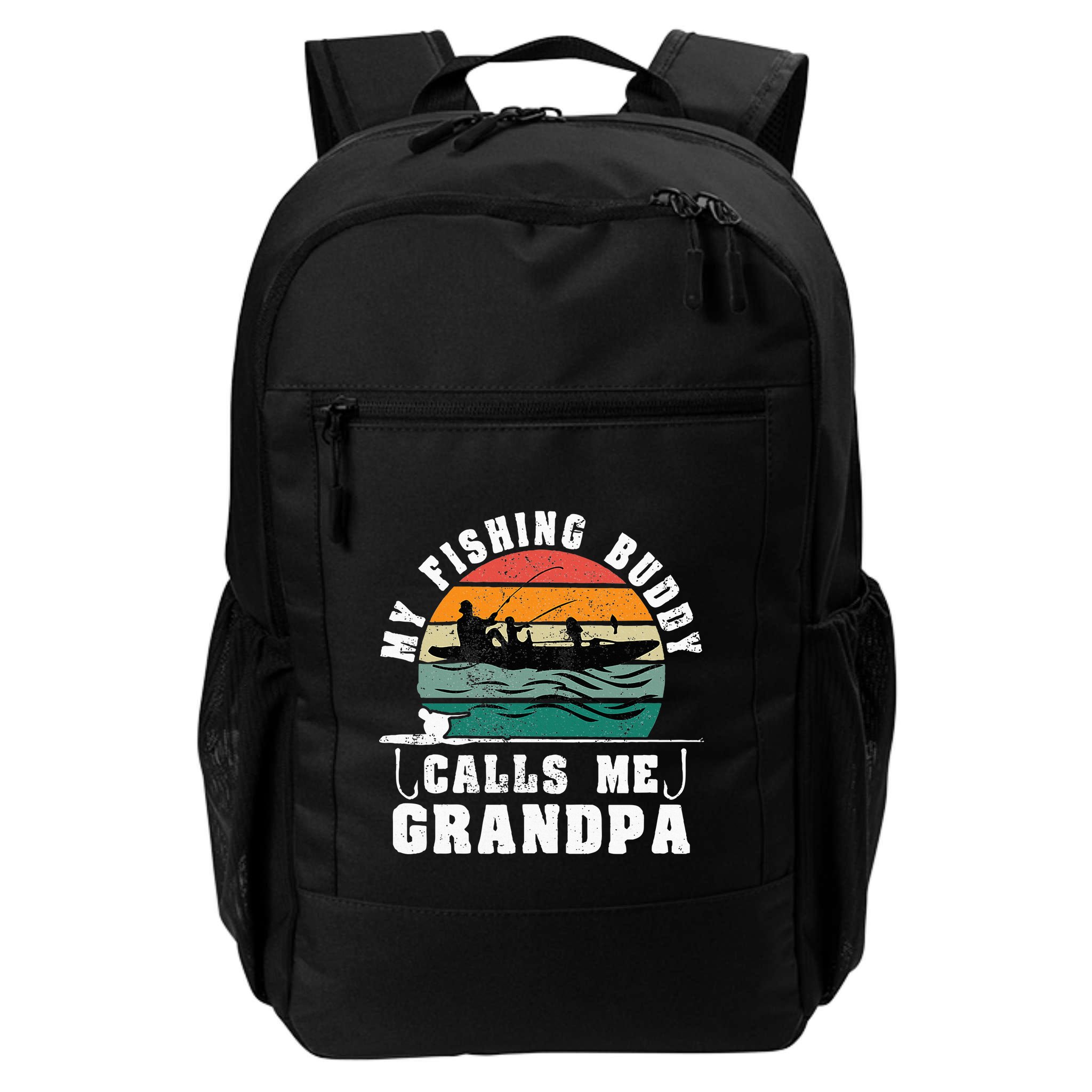 My Fishing Buddy Calls Me Grandpa Vintage Fishing Fisherman Backpack