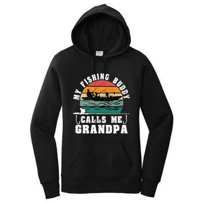 My Fishing Buddy Calls Me Grandpa Vintage Fishing Fisherman Women's Pullover Hoodie