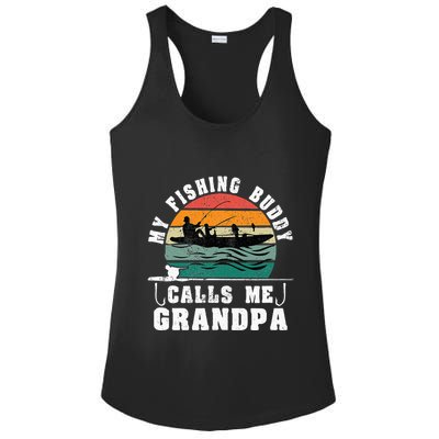 My Fishing Buddy Calls Me Grandpa Vintage Fishing Fisherman Ladies PosiCharge Competitor Racerback Tank