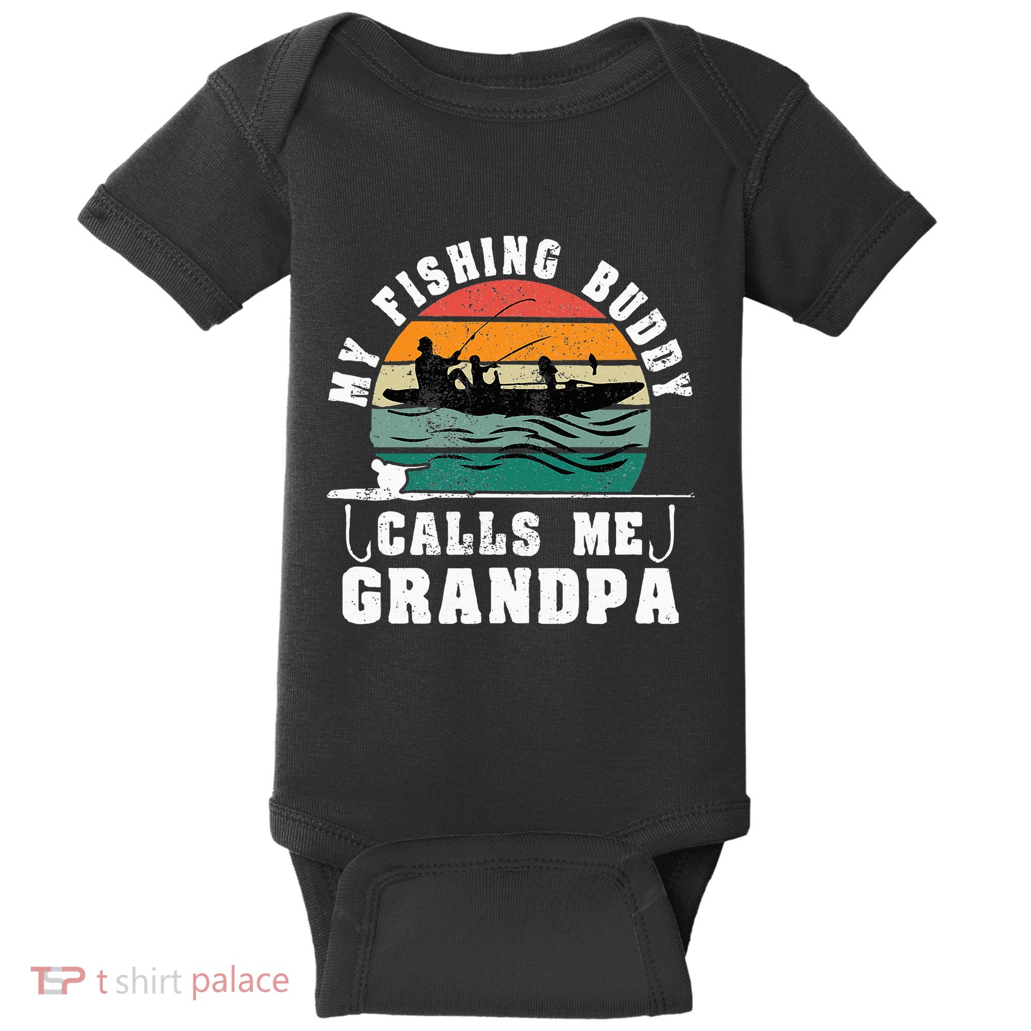 My Fishing Buddy Calls Me Grandpa Vintage Fishing Fisherman Baby Bodysuit