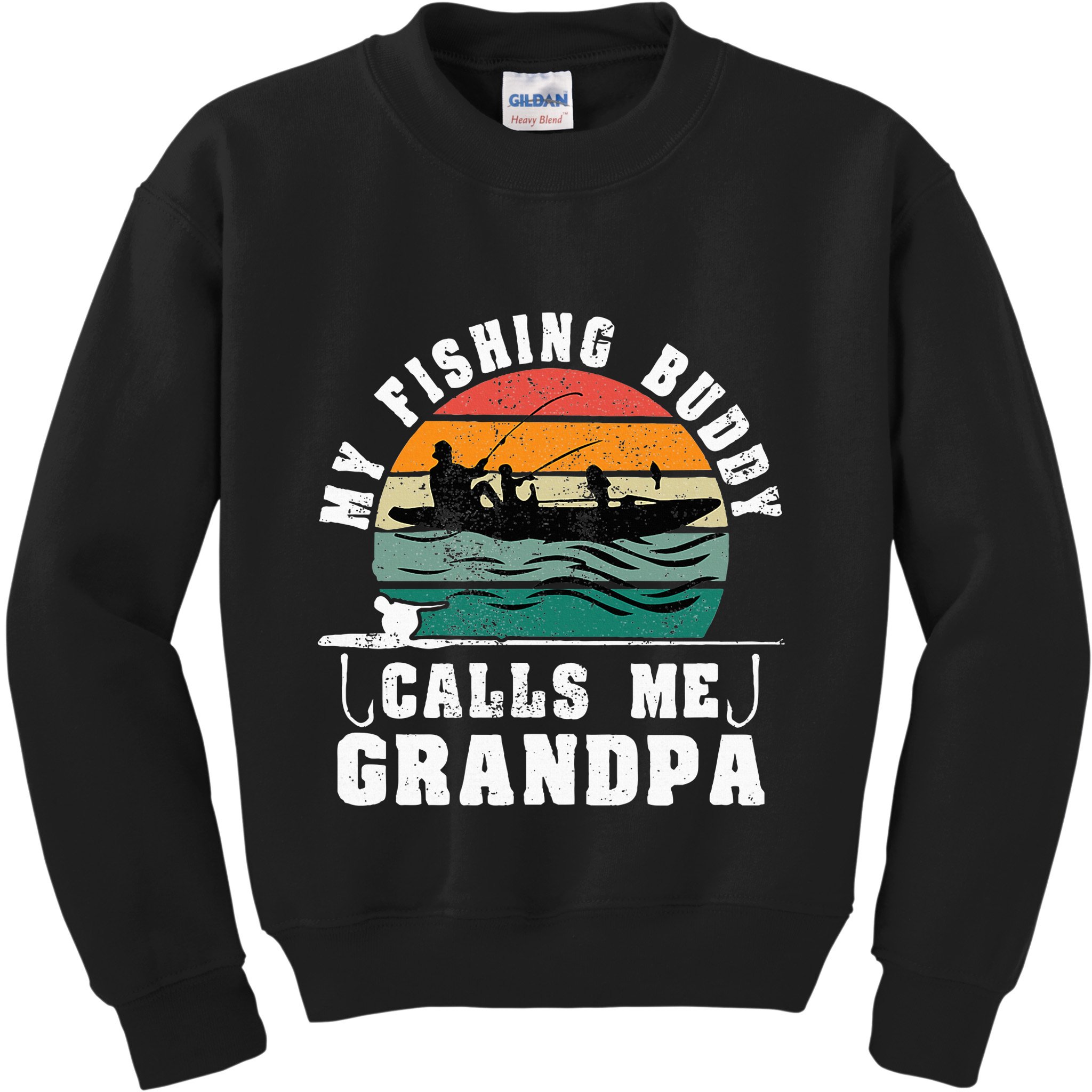 My Fishing Buddy Calls Me Grandpa Vintage Fishing Fisherman Kids Sweatshirt