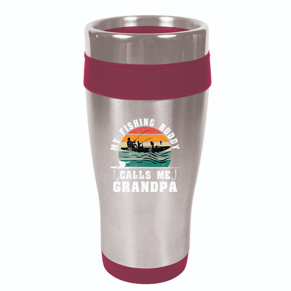 My Fishing Buddy Calls Me Grandpa Vintage Fishing Fisherman 16oz Travel Tumbler