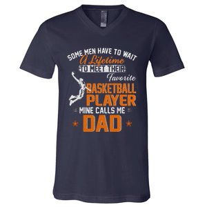 My Favorite Basketball Player Calls Me Dad Gift For Father V-Neck T-Shirt