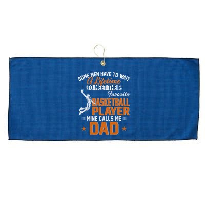 My Favorite Basketball Player Calls Me Dad Gift For Father Large Microfiber Waffle Golf Towel