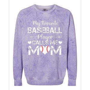 My Favorite Baseball Player Calls Me Mom Mothers Day Colorblast Crewneck Sweatshirt