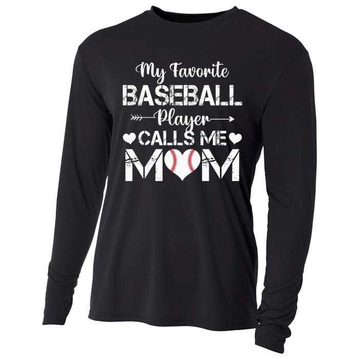 My Favorite Baseball Player Calls Me Mom Mothers Day Cooling Performance Long Sleeve Crew