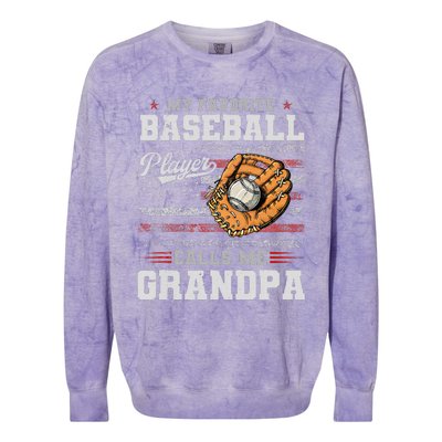 My Favorite Baseball Player Calls Me Grandpa Father’S Day Colorblast Crewneck Sweatshirt