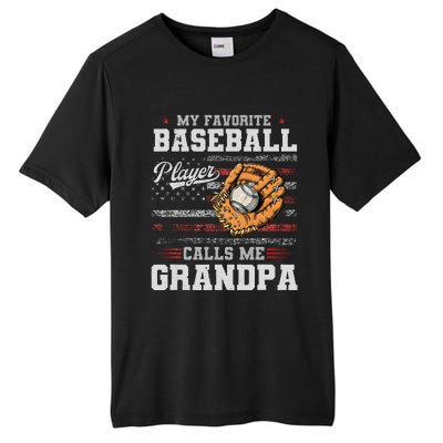 My Favorite Baseball Player Calls Me Grandpa Father’S Day Tall Fusion ChromaSoft Performance T-Shirt