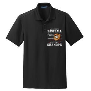 My Favorite Baseball Player Calls Me Grandpa Father’S Day Dry Zone Grid Polo