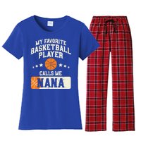 My Favorite Basketball Player Calls Me Nana Grandma Gift Women's Flannel Pajama Set