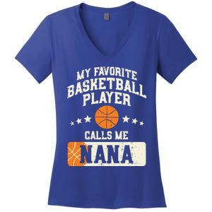 My Favorite Basketball Player Calls Me Nana Grandma Gift Women's V-Neck T-Shirt