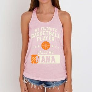 My Favorite Basketball Player Calls Me Nana Grandma Gift Women's Knotted Racerback Tank