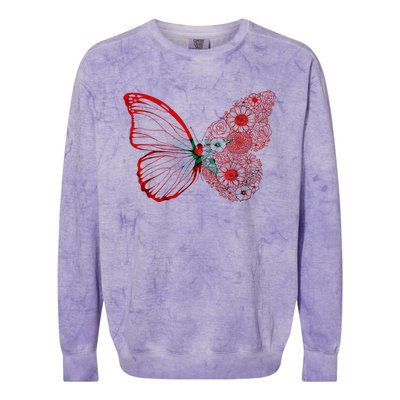 Morocco Flag Butterfly Moroccan Roots Moroccan Flag Morocco Colorblast Crewneck Sweatshirt