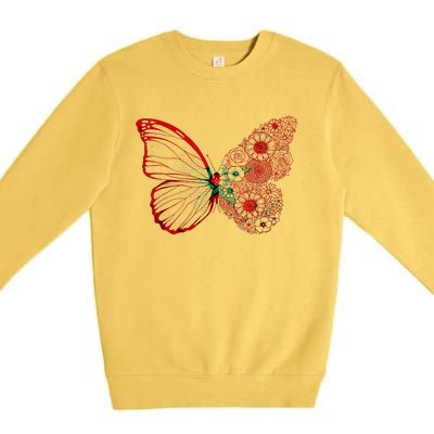 Morocco Flag Butterfly Moroccan Roots Moroccan Flag Morocco Premium Crewneck Sweatshirt