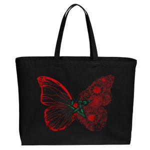 Morocco Flag Butterfly Moroccan Roots Moroccan Flag Morocco Cotton Canvas Jumbo Tote