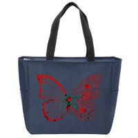 Morocco Flag Butterfly Moroccan Roots Moroccan Flag Morocco Zip Tote Bag