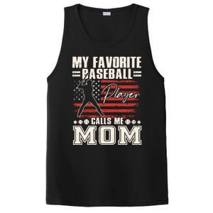 My Favorite Baseball Player Calls Me Mom American Flag Gift PosiCharge Competitor Tank