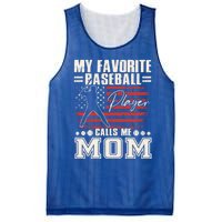 My Favorite Baseball Player Calls Me Mom American Flag Gift Mesh Reversible Basketball Jersey Tank