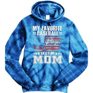 My Favorite Baseball Player Calls Me Mom American Flag Gift Tie Dye Hoodie