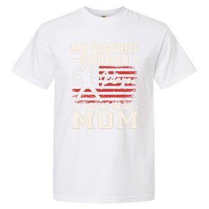 My Favorite Baseball Player Calls Me Mom American Flag Gift Garment-Dyed Heavyweight T-Shirt