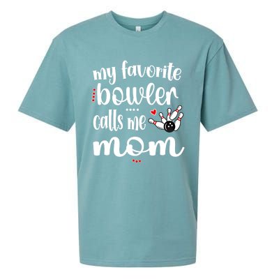 My Favorite Bowler Calls Me Bowling Mom Bowler Mama Gift Sueded Cloud Jersey T-Shirt