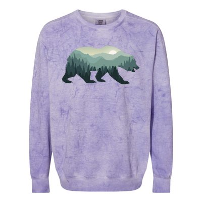 Misty Forest Bear Silhouette Wildlife Nature Lover Colorblast Crewneck Sweatshirt