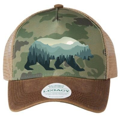 Misty Forest Bear Silhouette Wildlife Nature Lover Legacy Tie Dye Trucker Hat