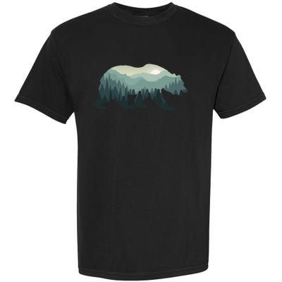 Misty Forest Bear Silhouette Wildlife Nature Lover Garment-Dyed Heavyweight T-Shirt