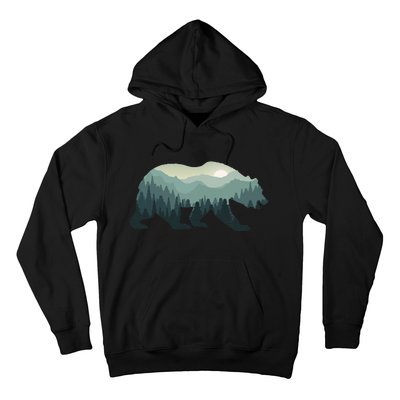 Misty Forest Bear Silhouette Wildlife Nature Lover Hoodie