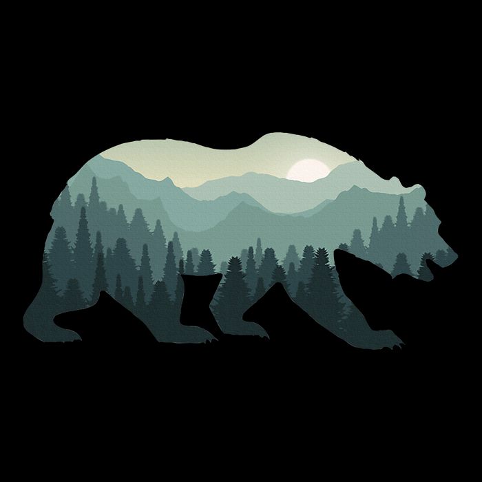 Misty Forest Bear Silhouette Wildlife Nature Lover 7-Panel Snapback Hat