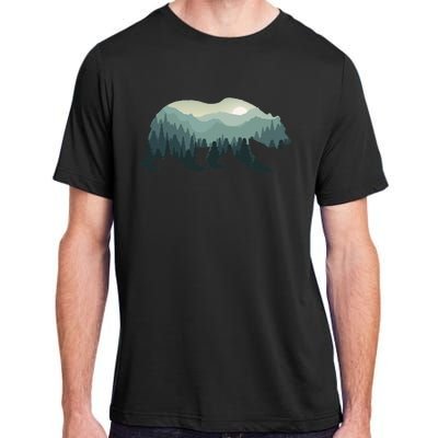 Misty Forest Bear Silhouette Wildlife Nature Lover Adult ChromaSoft Performance T-Shirt